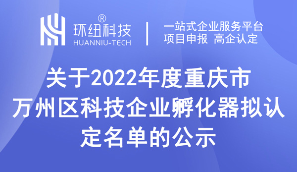 重慶市萬(wàn)州區(qū)科技企業(yè)孵化器擬認(rèn)定名單