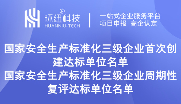 關于國家安全生產標準化三級企業的公示