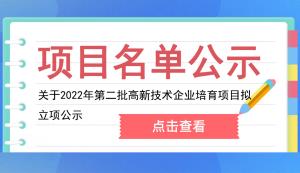 大渡口區 | 關于2022年第二批高新技術企業培育項目擬立項公示