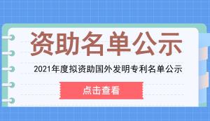 市知產局 | 2021年度擬資助國外發明專利名單公示