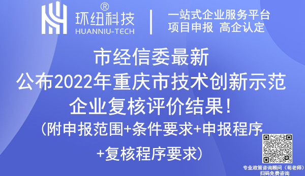 2022年重慶市技術(shù)創(chuàng)新示范企業(yè)復(fù)核評價結(jié)果