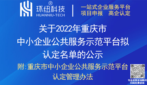 2022重慶市中小企業公共服務示范平臺認定名單