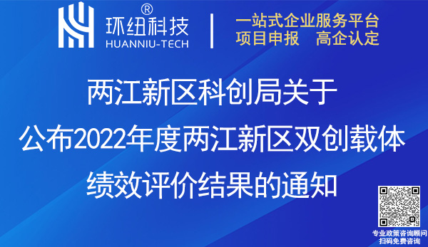 2022年度兩江新區雙創載體績效評價結果