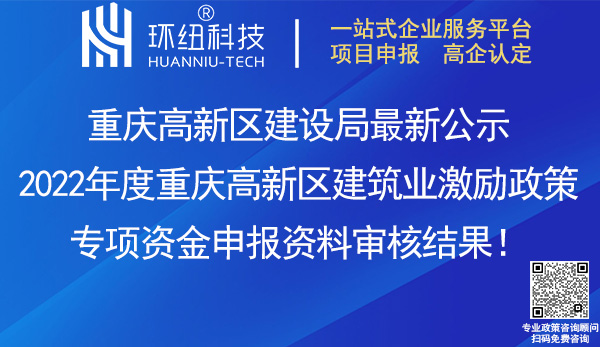 重慶高新區建筑業專項資金申報資料審核結果